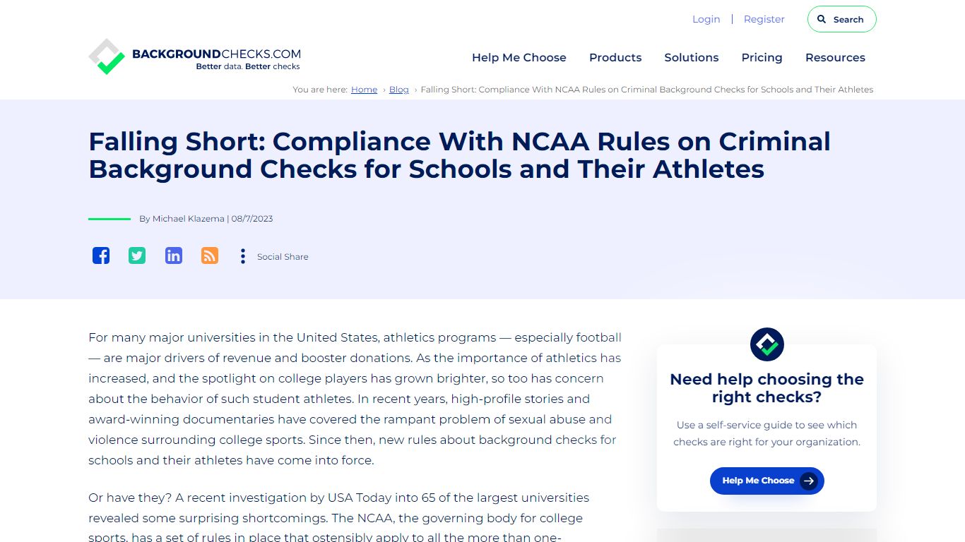 Falling Short: Compliance With NCAA Rules on Criminal Background Checks ...