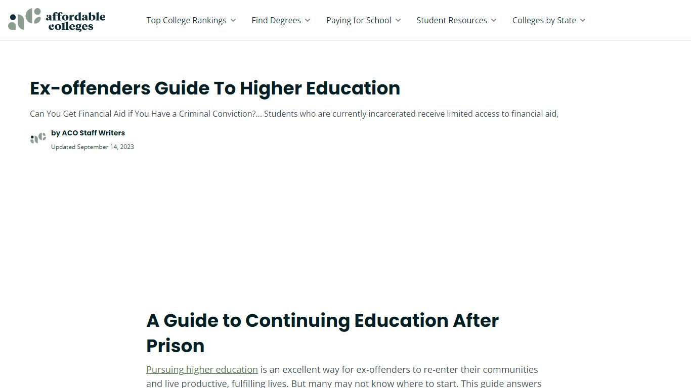 Ex-offenders Guide To Higher Education - Affordable Colleges Online
